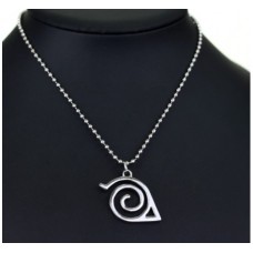 кулон Наруто з емблемою Конохи на сріблястій ланцюжку